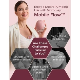 Momcozy Breast Pump Hands Free Upgraded Mobile Flow | M9, App Discreet Control with Personalized Multi-Modes & 15 Levels, Wearable Breast Pump 24mm, 1 Pack Cozy Red