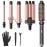 Wavytalk 5 in 1 Curling Wand Set, Dual Voltage Curling Iron Set with 5 Interchangeable Barrels Included A Thermal Brush, A Hair Crimper and 3 Ceramic Curling Wands(0.5-1.25), Rose Pink
