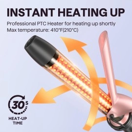 Wavytalk 5 in 1 Curling Wand Set, Dual Voltage Curling Iron Set with 5 Interchangeable Barrels Included A Thermal Brush, A Hair Crimper and 3 Ceramic Curling Wands(0.5-1.25), Rose Pink