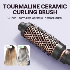 Wavytalk 5 in 1 Curling Wand Set, Dual Voltage Curling Iron Set with 5 Interchangeable Barrels Included A Thermal Brush, A Hair Crimper and 3 Ceramic Curling Wands(0.5-1.25), Rose Pink