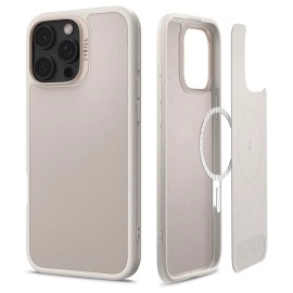 CYRILL Kajuk Mag Designed for iPhone 16 Pro Case Leather, Premium Vegan Leather Case for iPhone 16 Pro with [Shock-Absorbent] Bumpers [Compatible with MagSafe] - Cream