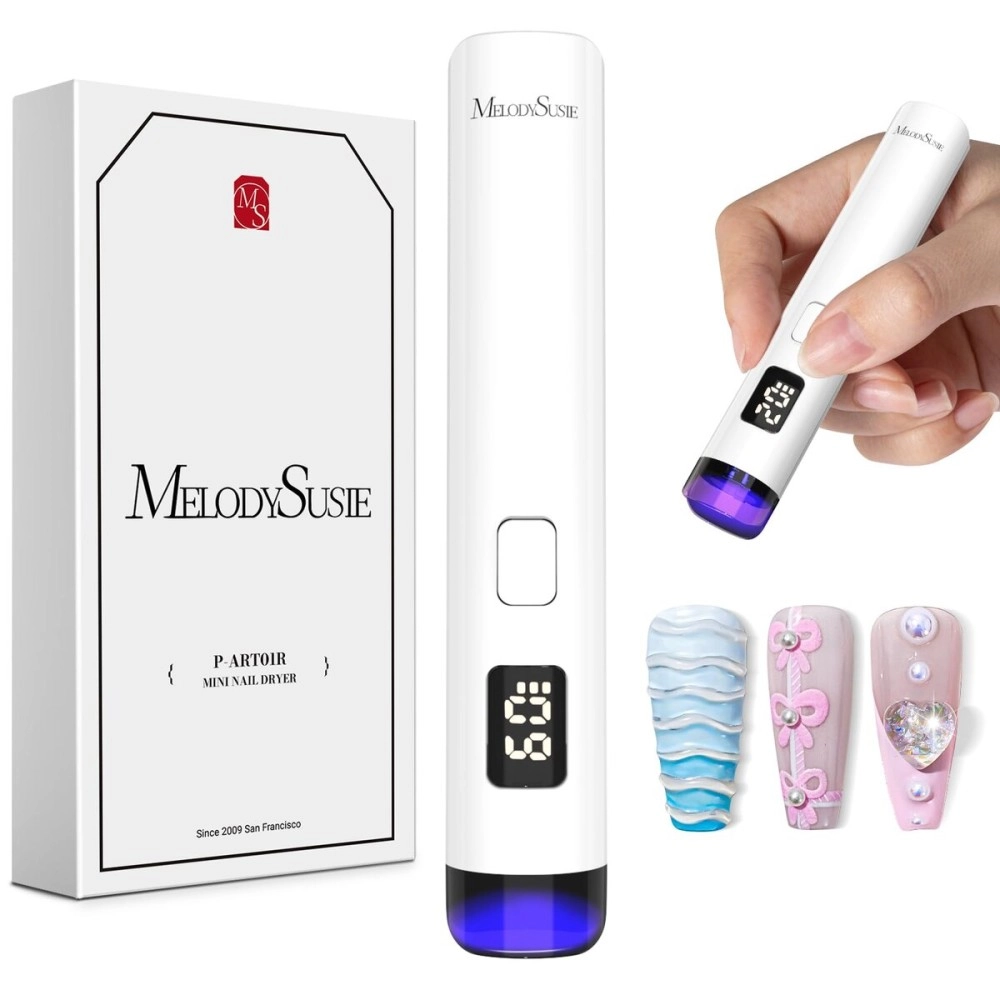 Melodysusie Handheld UV Light for Gel Nails, ART01R Cordless Mini Gel X Nail Lamp Rechargeable with LCD Display, 20s/60s Timer Flash Cure Portable Nail Dryer for Rhinestone Glue Decoration DIY At Home