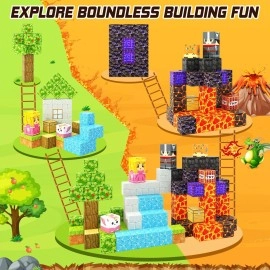 Magnetic Blocks - Build Mine Magnet World Magic Portal Forest Edition, Magnet Building Blocks Kids Toys for Ages 5-7 Toddler Toys Creative Sensory for 3+ Years Old Boys Girls Kids Games Gifts