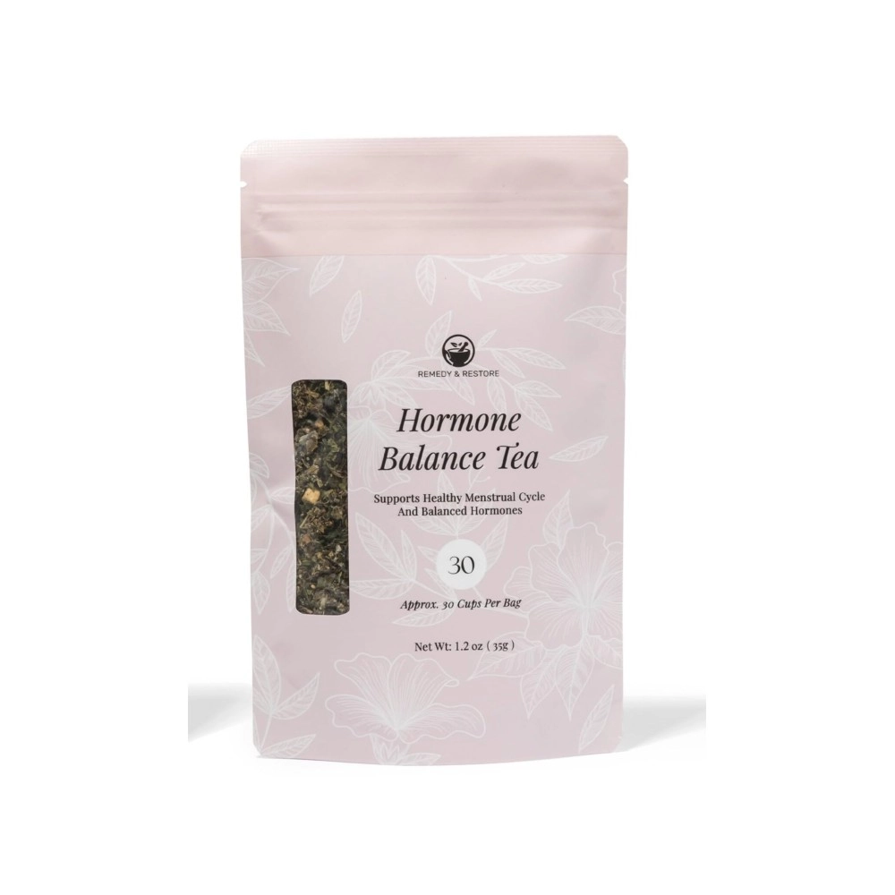 Remedy & Restore Herbal Tea for Hormone Balance - Natural Menstrual Cycle Support, Spearmint Flavor, Loose Leaves, 1 Count