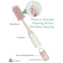 Momcozy Bottle Brush Kit, Innovative Push-Press Design for Better Cleaning - Baby Bottle Cleaner Brush for Baby Bottle, Breast Pumps, , and More - Can Generate Foam for Better Cleaning, Pink