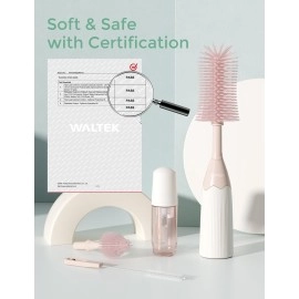 Momcozy Bottle Brush Kit, Innovative Push-Press Design for Better Cleaning - Baby Bottle Cleaner Brush for Baby Bottle, Breast Pumps, , and More - Can Generate Foam for Better Cleaning, Pink