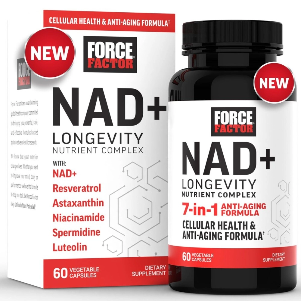 FORCE FACTOR NAD+ (NMN or Nicotinamide Riboside Alternative) with Resveratrol, Astaxanthin, idine & Luteolin Complex, NAD to Support Cellular Health & Healthy Aging, 60 Capsules