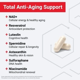 FORCE FACTOR NAD+ (NMN or Nicotinamide Riboside Alternative) with Resveratrol, Astaxanthin, idine & Luteolin Complex, NAD to Support Cellular Health & Healthy Aging, 60 Capsules