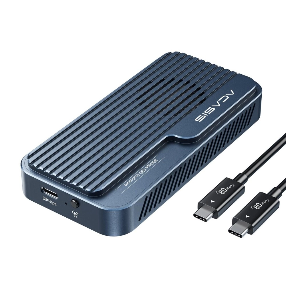 ACASIS 80Gbps M.2 NVMe SSD Enclosure, with Cooling Fan, Compatible with Thunderbolt5/USB4 V2.0, Back Compatible with Thunderbolt4/3/USB4 V1.0, USB3.2/3.1/3.0, Support SSD B+M M-Key (TB501 Pro)
