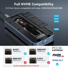 ACASIS 80Gbps M.2 NVMe SSD Enclosure, with Cooling Fan, Compatible with Thunderbolt5/USB4 V2.0, Back Compatible with Thunderbolt4/3/USB4 V1.0, USB3.2/3.1/3.0, Support SSD B+M M-Key (TB501 Pro)